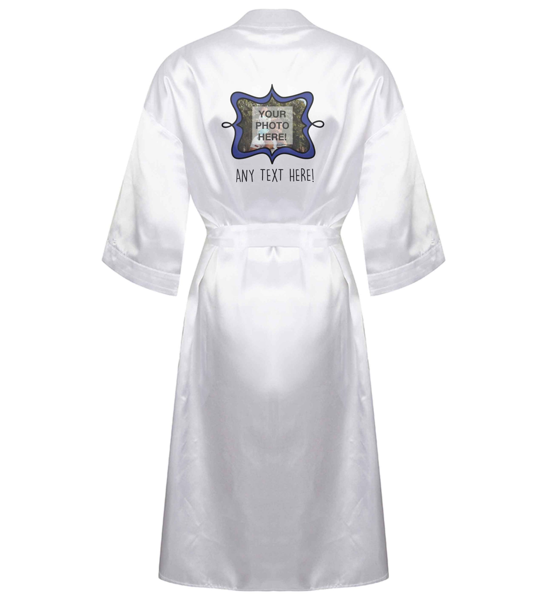 Any Photo or Text Navy Frame XL/XXL white ladies dressing gown size 16/18