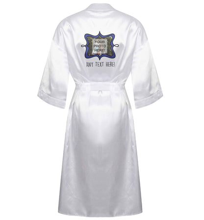 Any Photo or Text Navy Frame XL/XXL white ladies dressing gown size 16/18