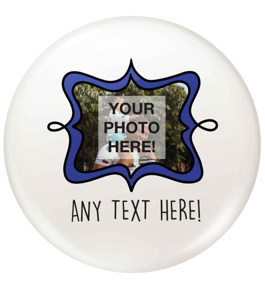 Any Photo or Text Navy Frame small 25mm Pin badge