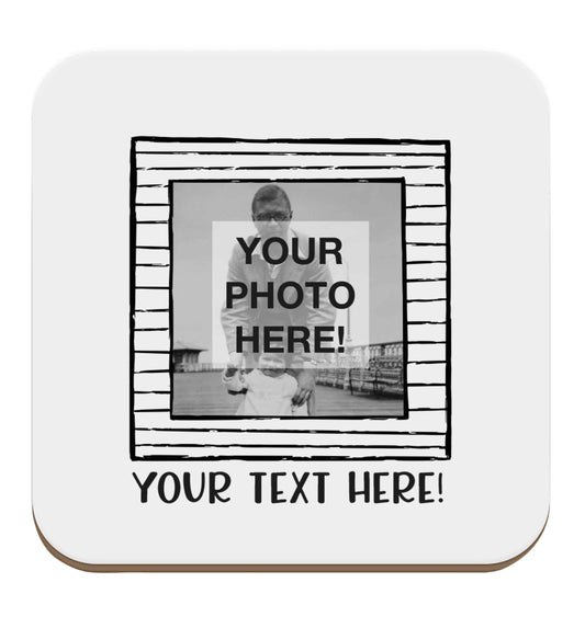 Any Photo or Text Black Frame set of four coasters