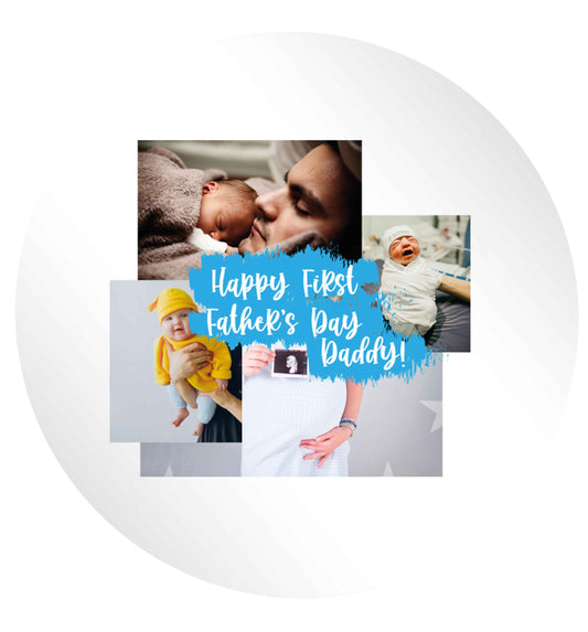 Happy first Father's day photo collage 24 @ 45mm matt circle stickers