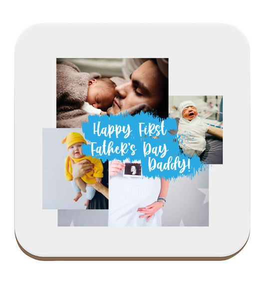 Happy first Father's day photo collage set of four coasters