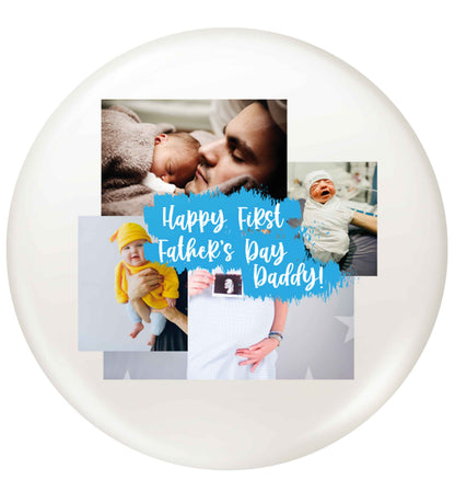 Happy first Father's day photo collage small 25mm Pin badge