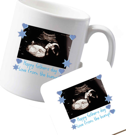 10 oz Ceramic mug and coaster Happy Father's day love from the bump - scan photo  both sides