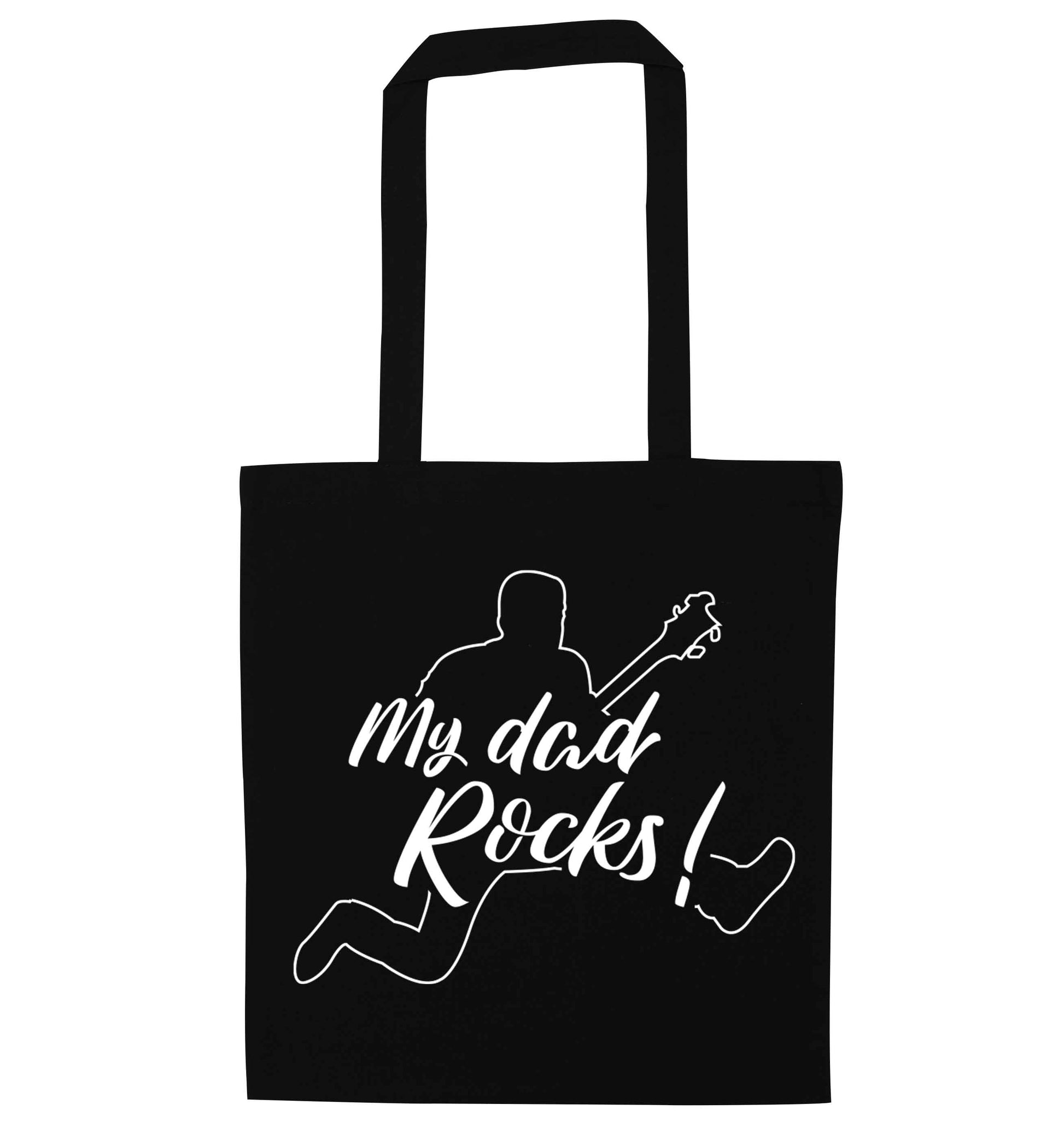 My Dad rocks black tote bag
