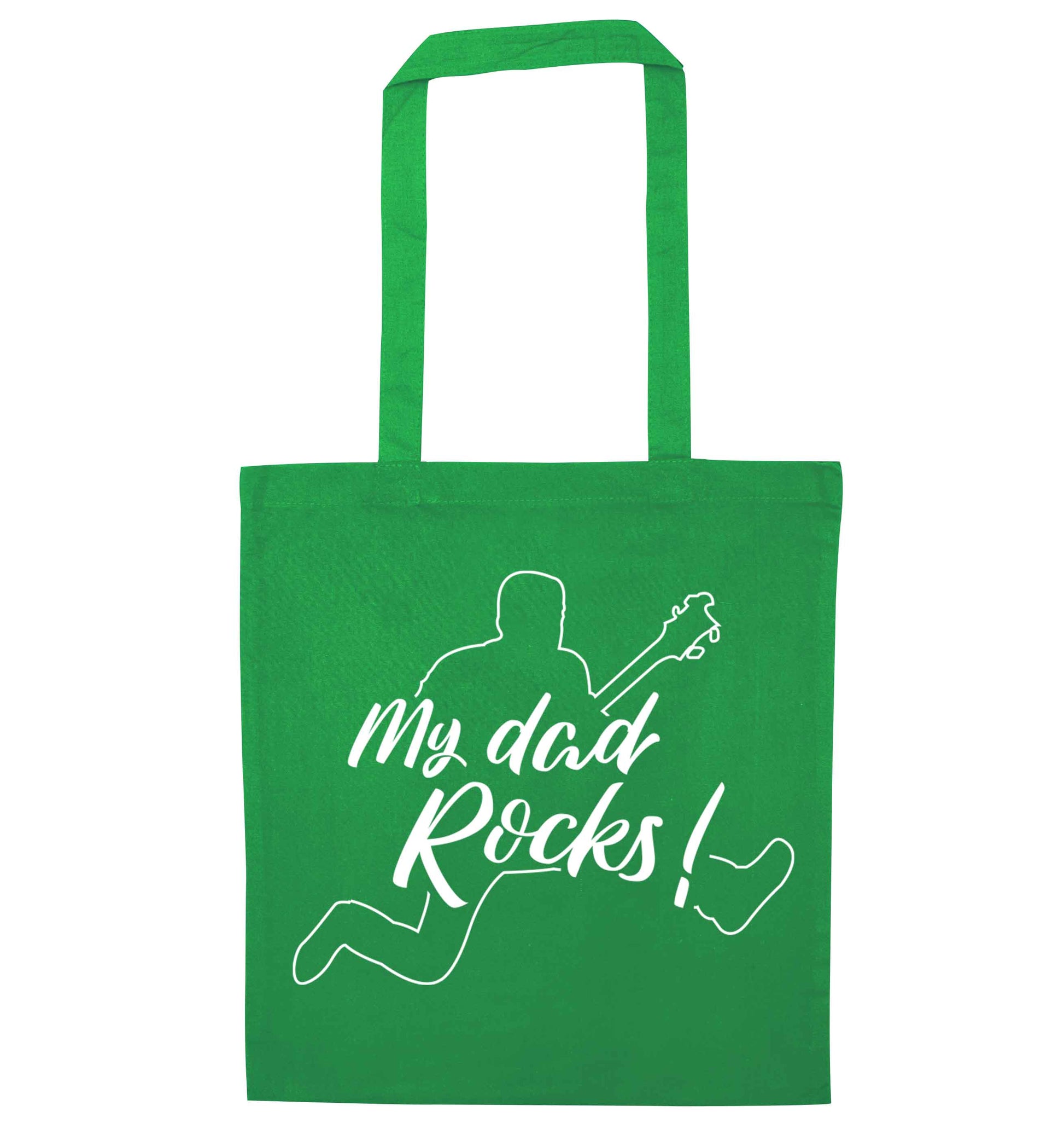My Dad rocks green tote bag