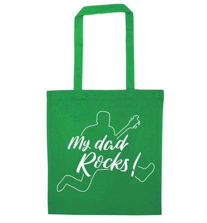 My Dad rocks green tote bag