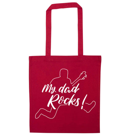 My Dad rocks red tote bag