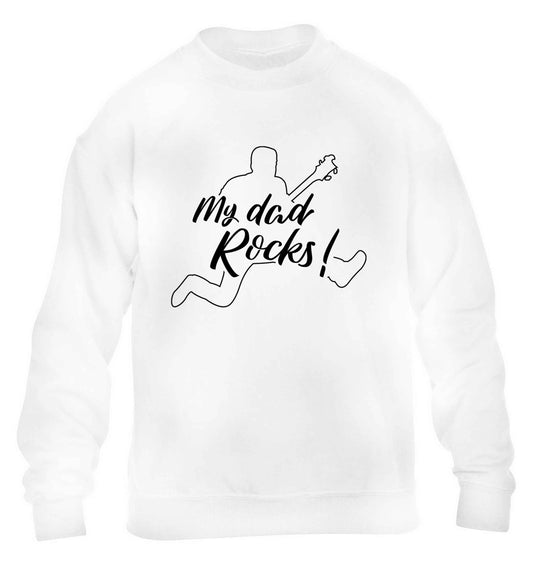 My Dad rocks children's white sweater 12-13 Years
