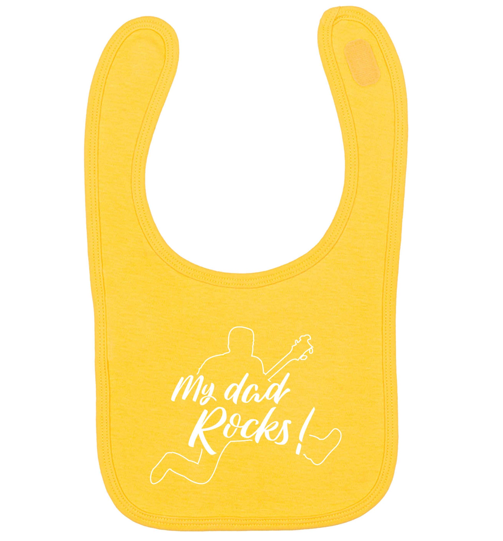 My Dad rocks yellow baby bib
