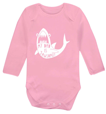 My Dad is jawsome baby vest long sleeved pale pink 6-12 months
