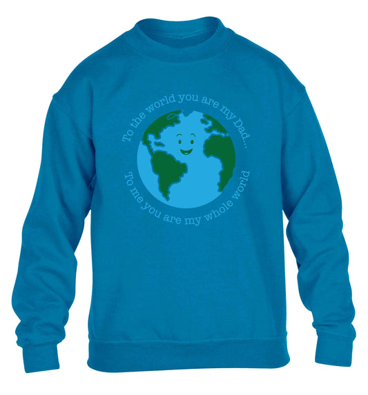 To the world you are my dad, to me you are my whole world children's blue sweater 12-13 Years