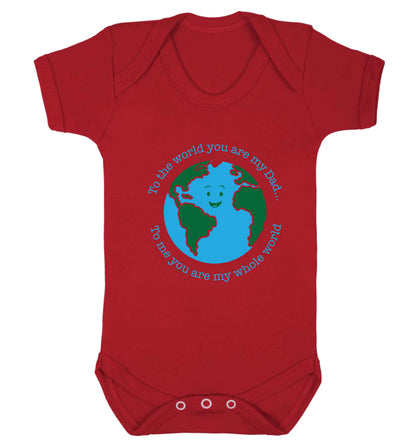 To the world you are my dad, to me you are my whole world baby vest red 18-24 months