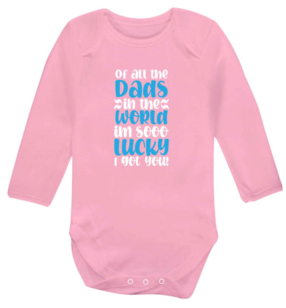 I'm as lucky as can be the worlds greatest dad belongs to me! baby vest long sleeved pale pink 6-12 months