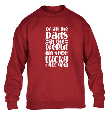 I'm as lucky as can be the worlds greatest dad belongs to me! children's grey sweater 12-13 Years