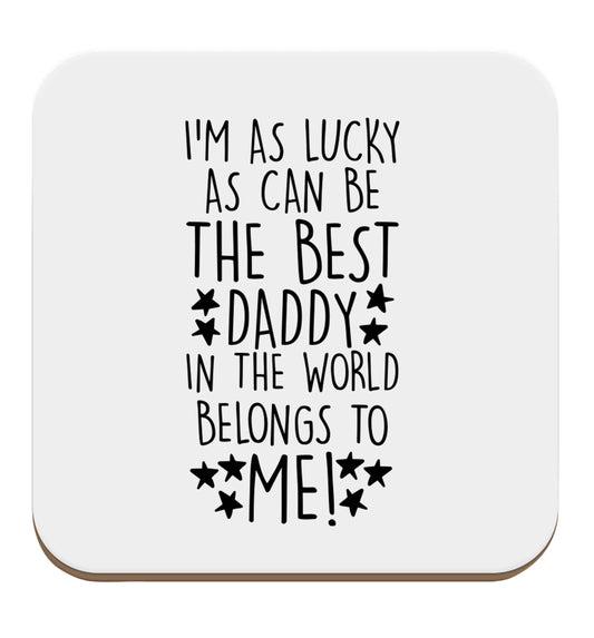 I'm as lucky as can be the worlds greatest dad belongs to me! set of four coasters
