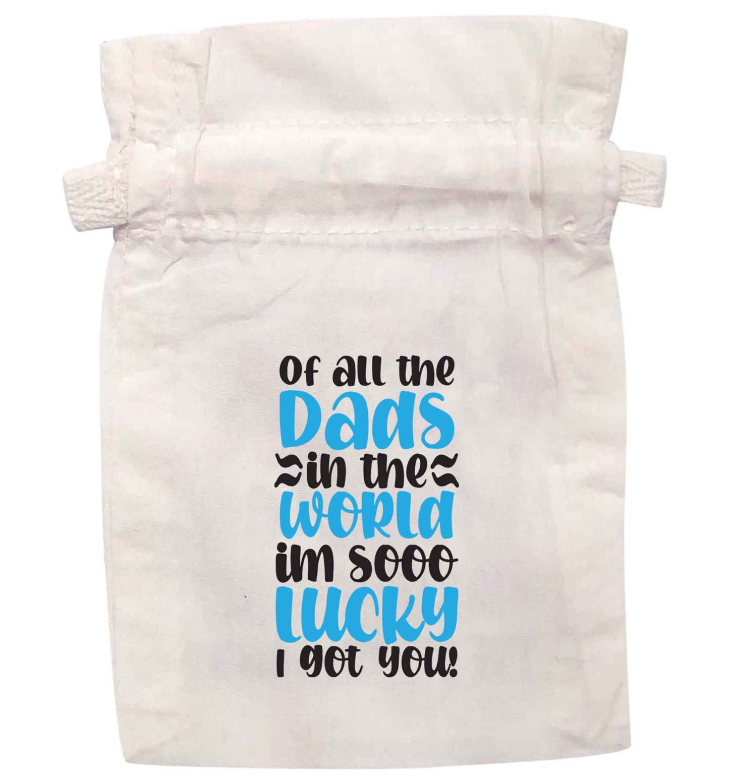 I'm as lucky as can be the worlds greatest dad belongs to me! | XS - L | Pouch / Drawstring bag / Sack | Organic Cotton | Bulk discounts available!