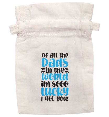 I'm as lucky as can be the worlds greatest dad belongs to me! | XS - L | Pouch / Drawstring bag / Sack | Organic Cotton | Bulk discounts available!