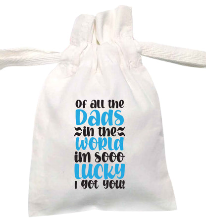 I'm as lucky as can be the worlds greatest dad belongs to me! | XS - L | Pouch / Drawstring bag / Sack | Organic Cotton | Bulk discounts available!