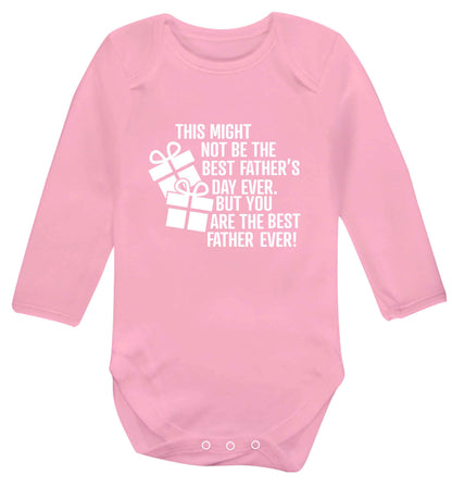 It might not be the best Father's Day ever but you are the best father ever! baby vest long sleeved pale pink 6-12 months