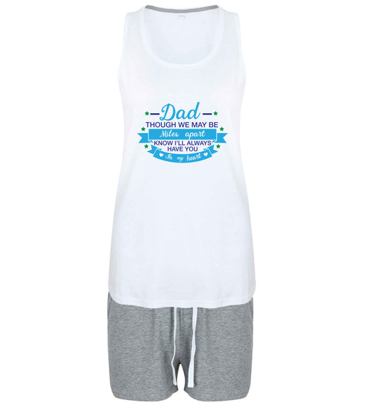 Dad though we are miles apart know I'll always have you in my heart size XL women's pyjama shorts set in pink 