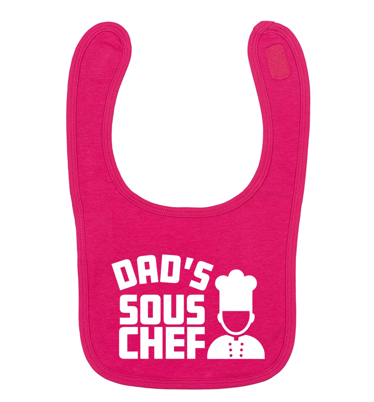 Dad's sous chef dark pink baby bib
