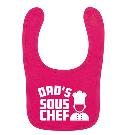 Dad's sous chef dark pink baby bib