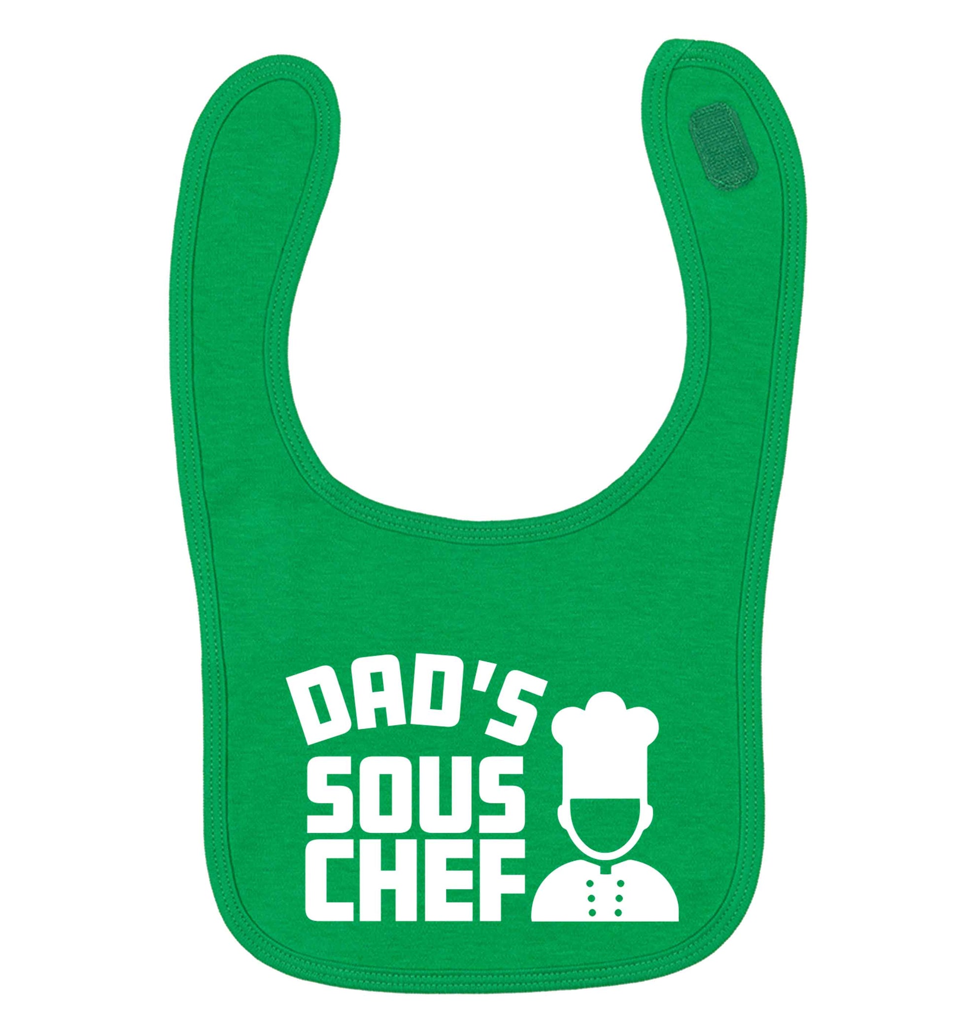 Dad's sous chef green baby bib