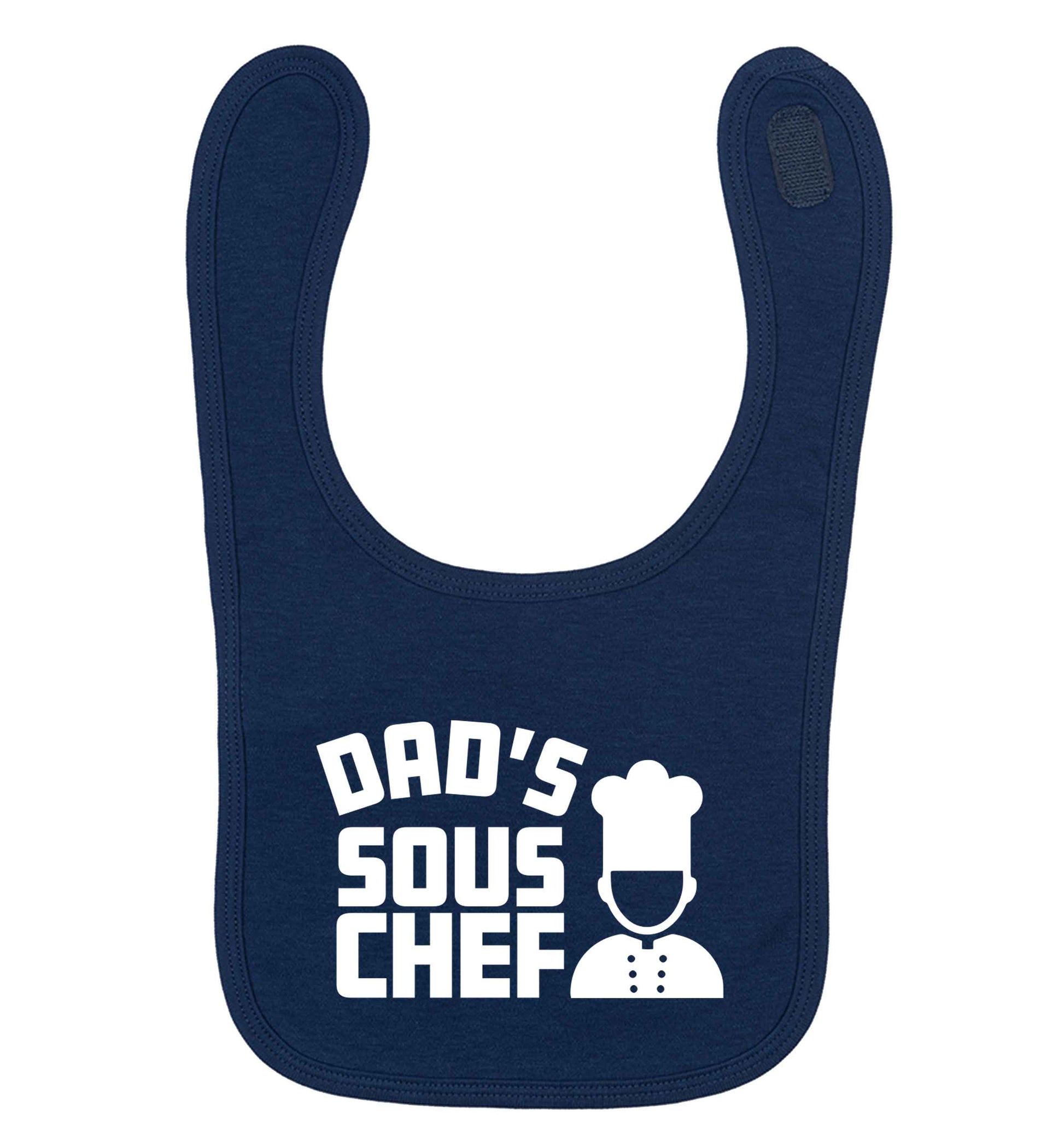 Dad's sous chef navy baby bib