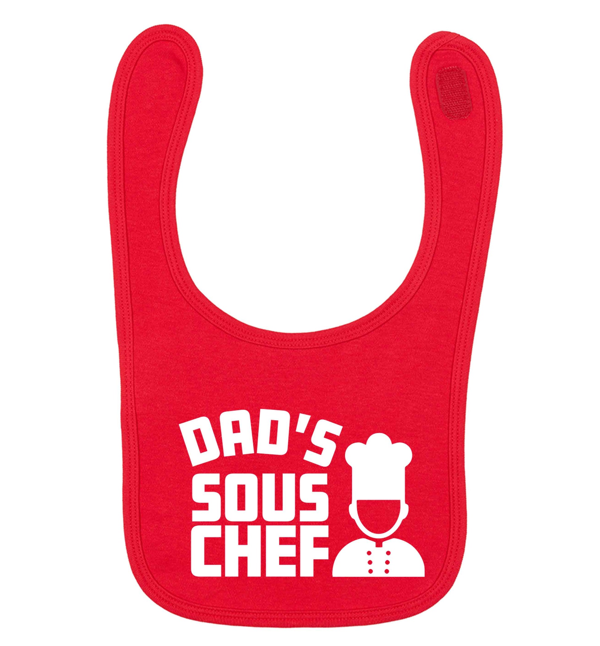 Dad's sous chef red baby bib