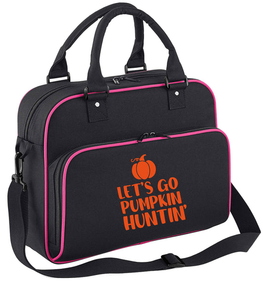 Let's go Pumpkin Huntin'children's dance bag black with pink detail