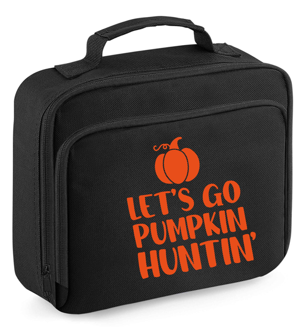 Let's go Pumpkin Huntin'insulated black lunch bag cooler