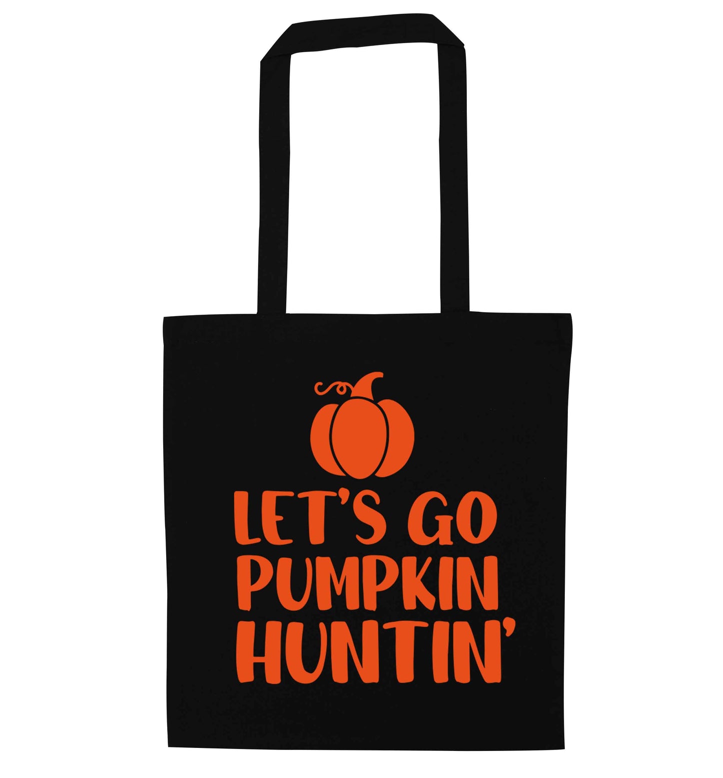 Let's go Pumpkin Huntin'black tote bag