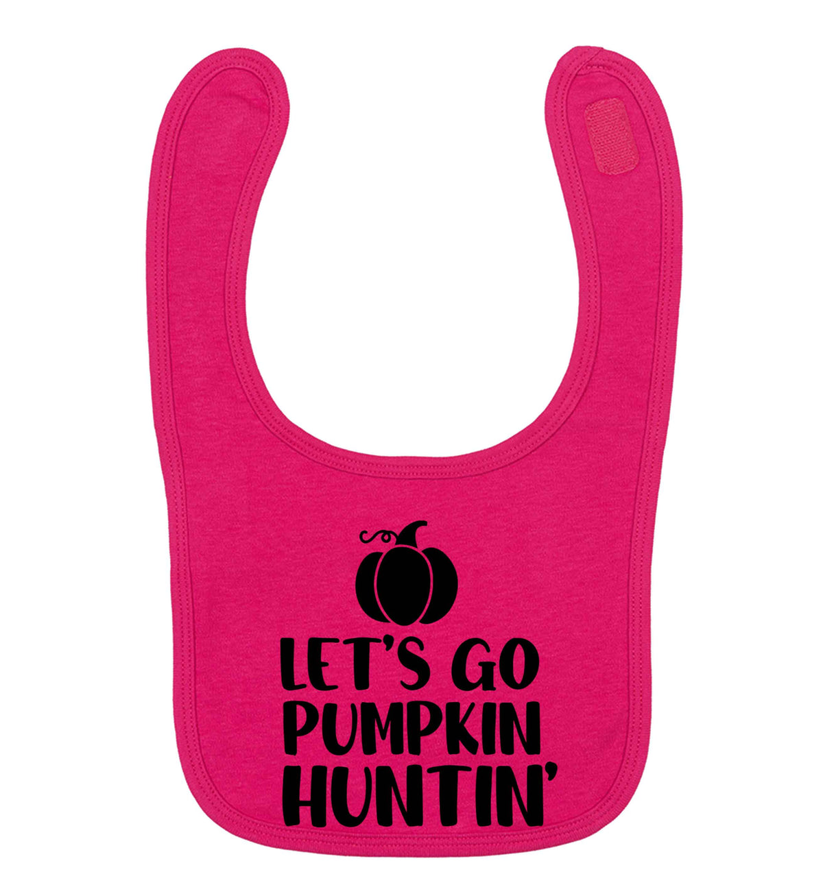 Let's go Pumpkin Huntin'dark pink baby bib