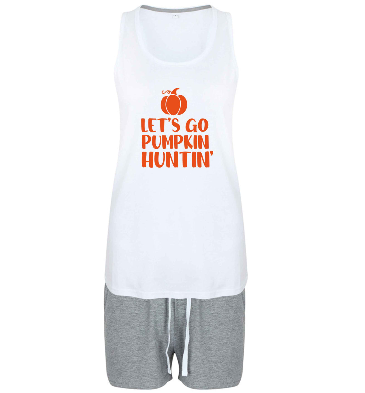 Let's go Pumpkin Huntin'size XL women's pyjama shorts set in pink 