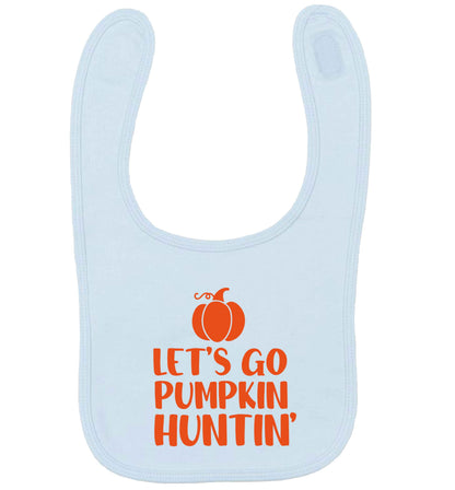 Let's go Pumpkin Huntin'pale blue baby bib