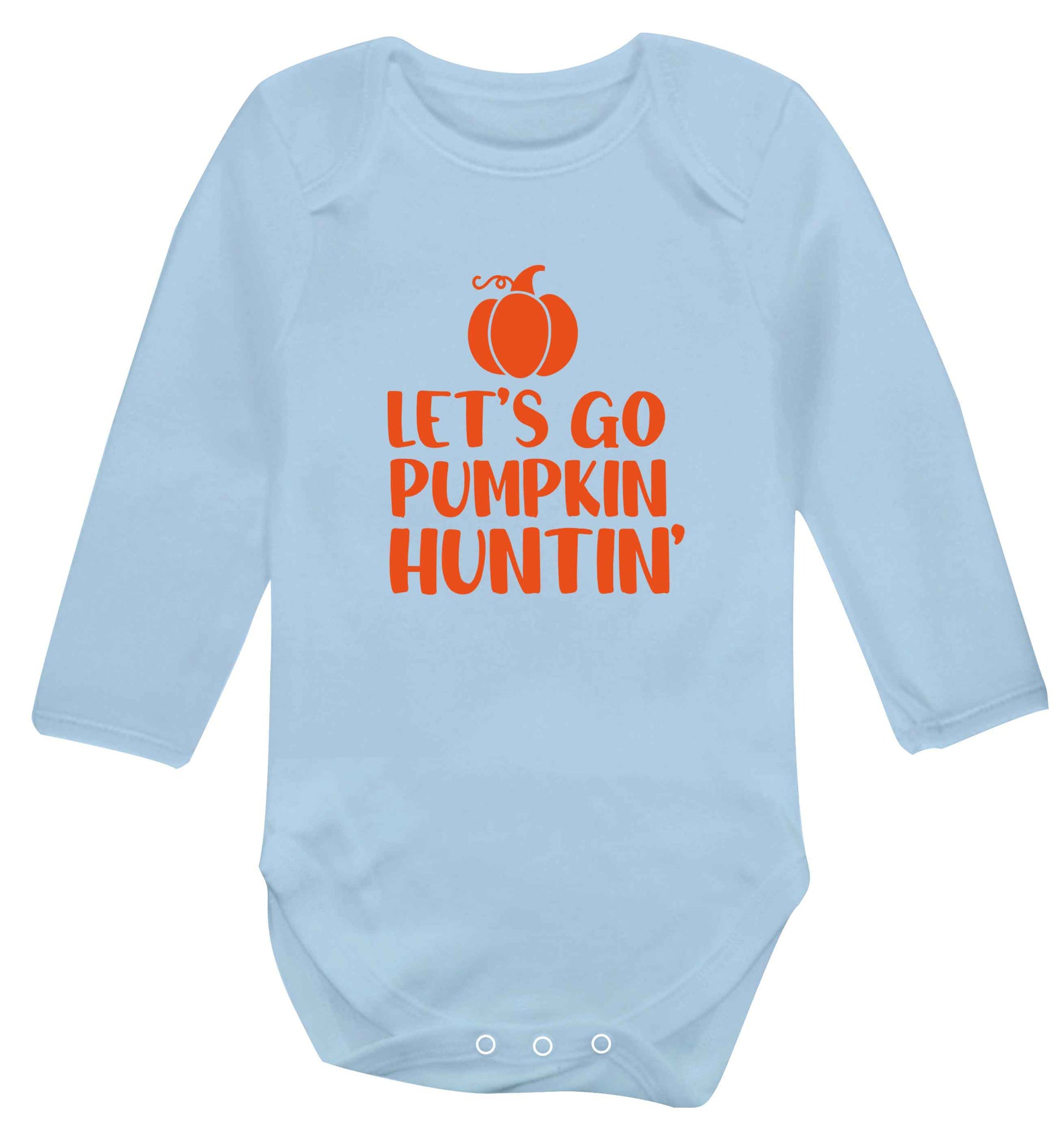 Let's go Pumpkin Huntin'baby vest long sleeved pale blue 6-12 months
