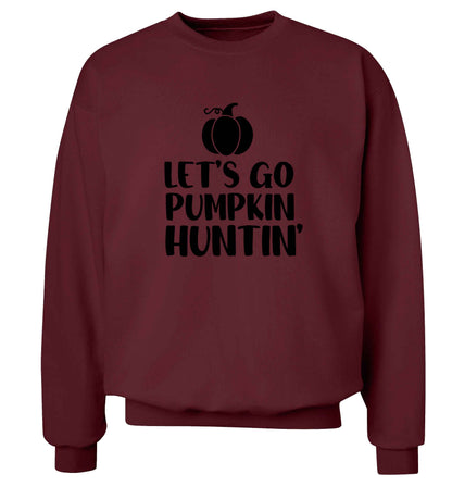 Let's go Pumpkin Huntin'adult's unisex maroon sweater 2XL