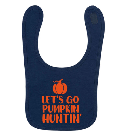 Let's go Pumpkin Huntin'navy baby bib