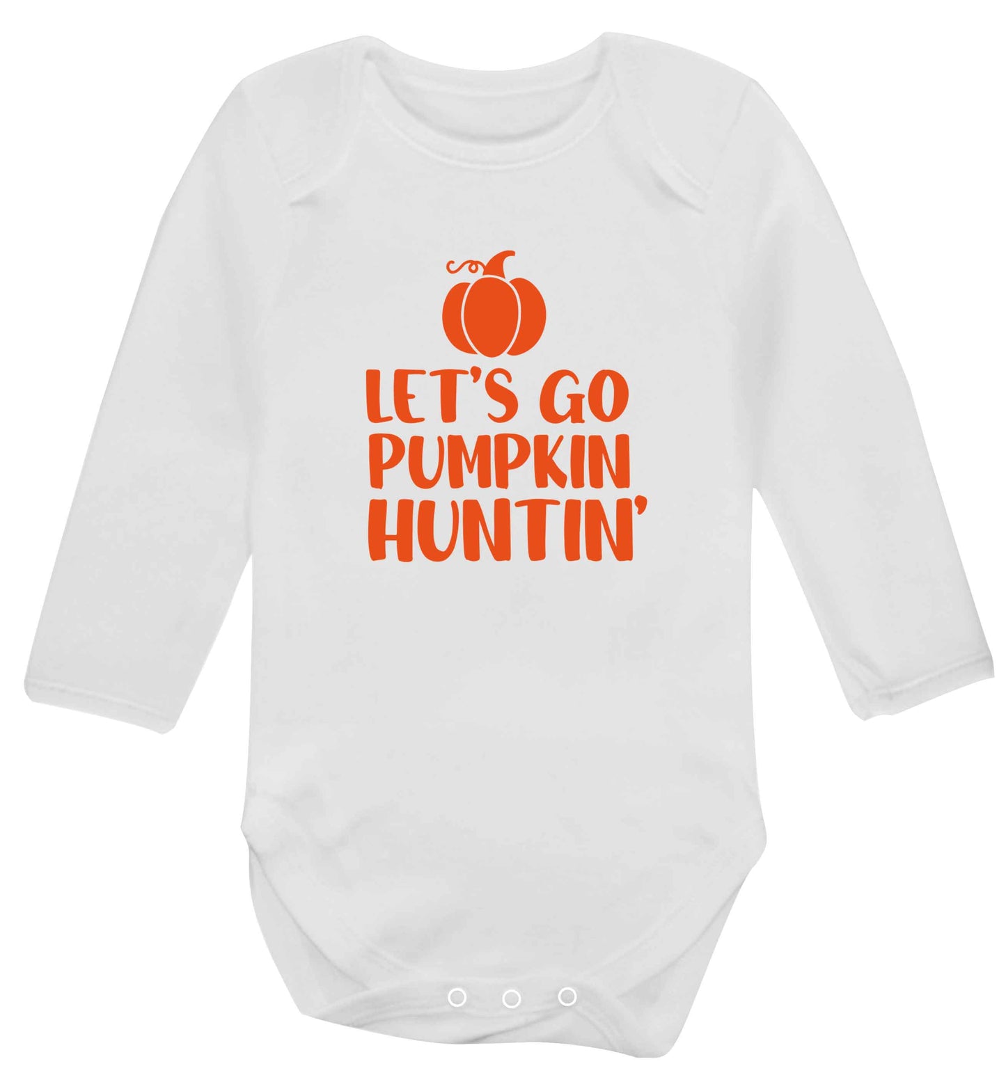 Let's go Pumpkin Huntin'baby vest long sleeved white 6-12 months