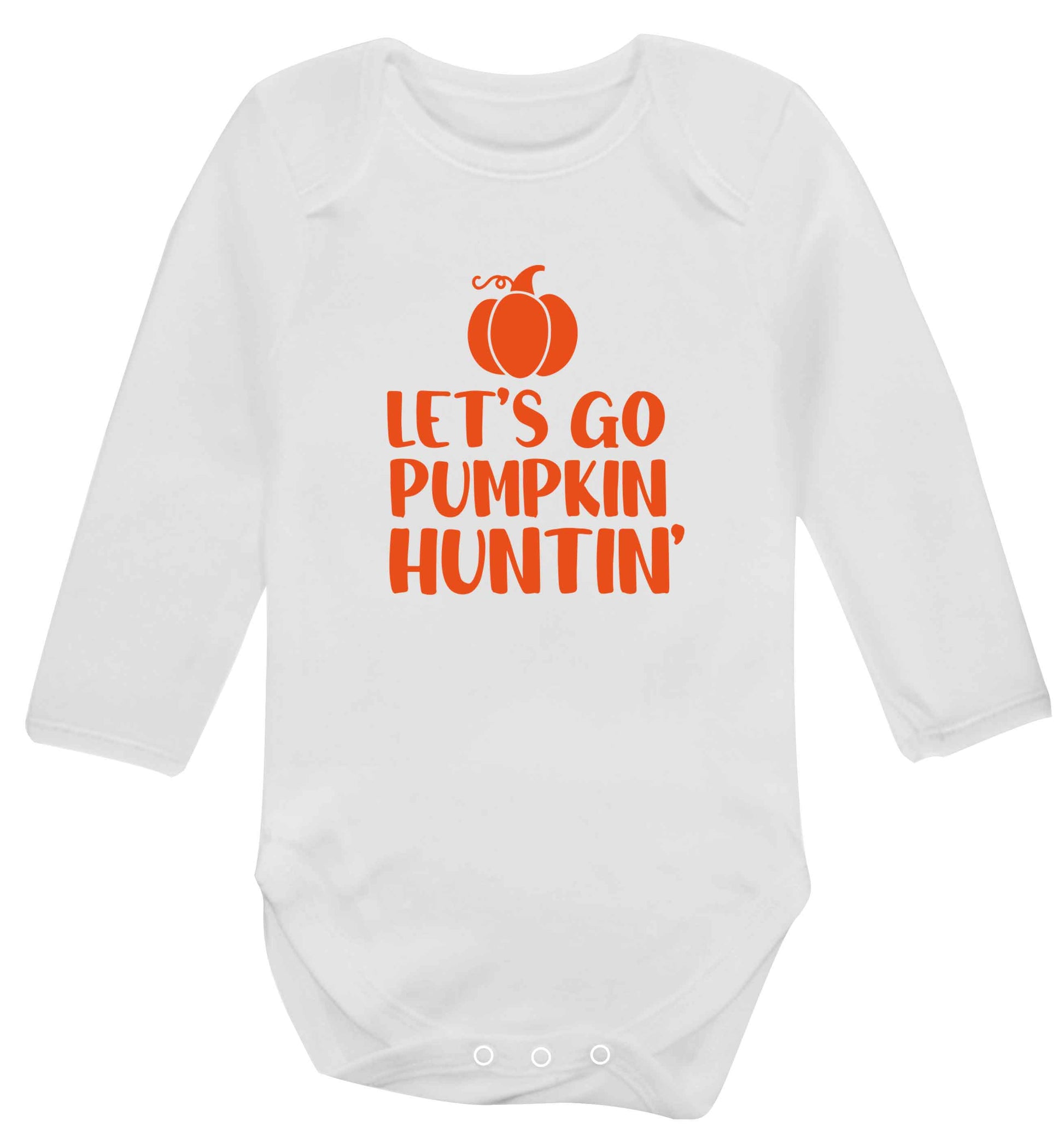 Let's go Pumpkin Huntin'baby vest long sleeved white 6-12 months