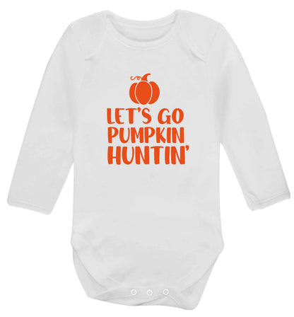 Let's go Pumpkin Huntin'baby vest long sleeved white 6-12 months