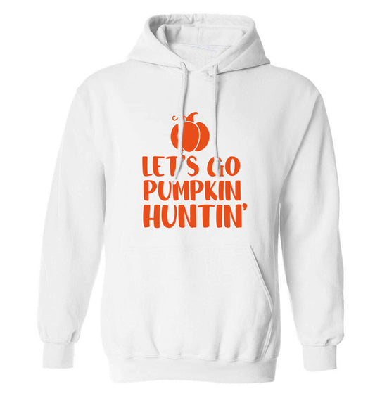 Let's go Pumpkin Huntin'adults unisex white hoodie 2XL