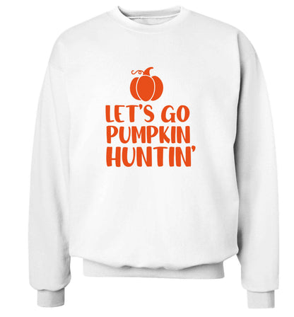 Let's go Pumpkin Huntin'adult's unisex white sweater 2XL