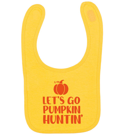 Let's go Pumpkin Huntin'yellow baby bib