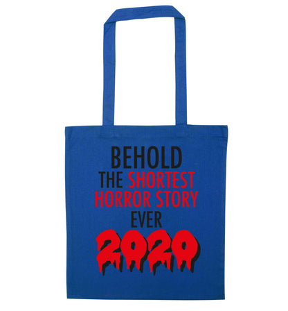 Shortest horror story ever 2020 blue tote bag