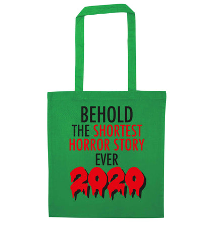 Shortest horror story ever 2020 green tote bag