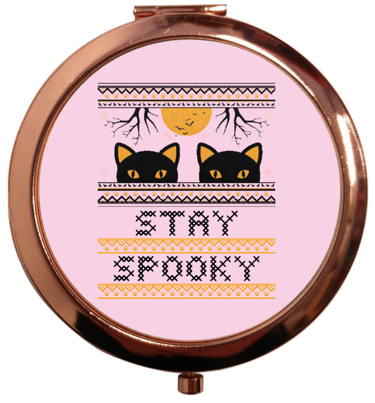 Stay spooky rose gold circle pocket mirror