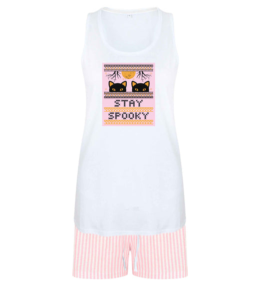 Stay spooky size XL women's pyjama shorts set in pink 