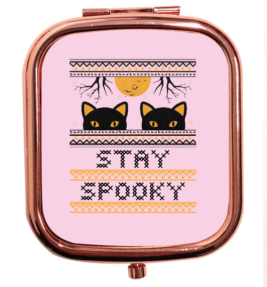 Stay spooky rose gold square pocket mirror